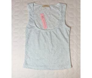Qinsen Women's Lace Tank Top Size Medium Light Mint Green Floral Sleeveless